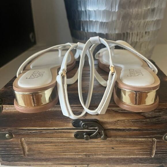 Franco Sarto Faux Leather Strappy Thong  Sandals in White - Picture 4 of 8